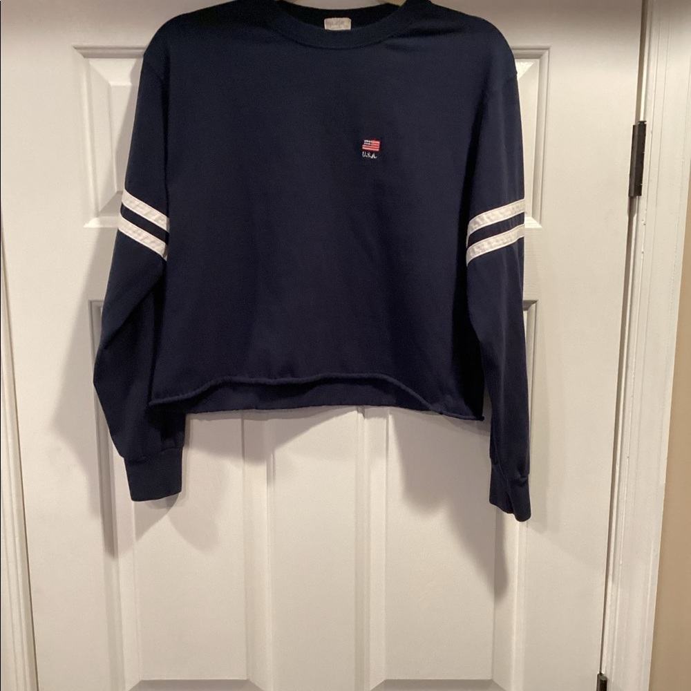Brandy Melville Navy Blue Cropped Sweatshirt - Picture 7 of 8